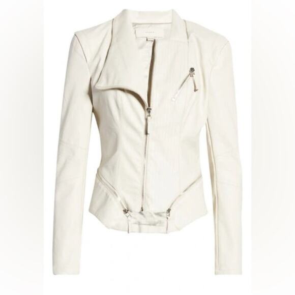 Blank NYC FAUX LEATHER JACKET IN VANILLA LATTE Size Medium - Picture 4 of 11